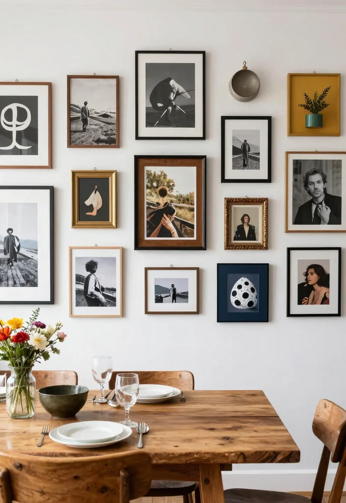 15 Dining Room Wall Decor Ideas That Make Guests Look Twice 10. Eclectic Gallery Wall 0