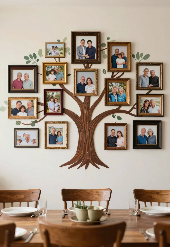 15 Dining Room Wall Decor Ideas That Make Guests Look Twice 14. Personalized Family Tree Wall 0