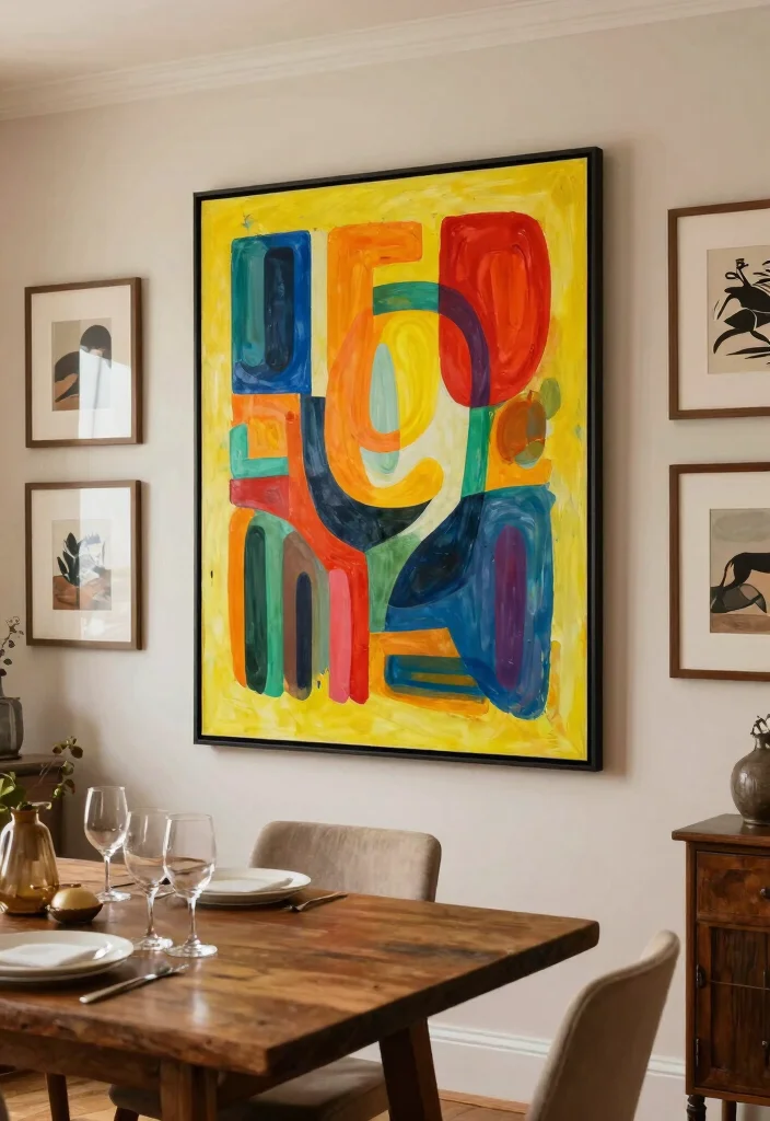 15 Dining Room Wall Decor Ideas That Make Guests Look Twice 2. Statement Art Pieces 0