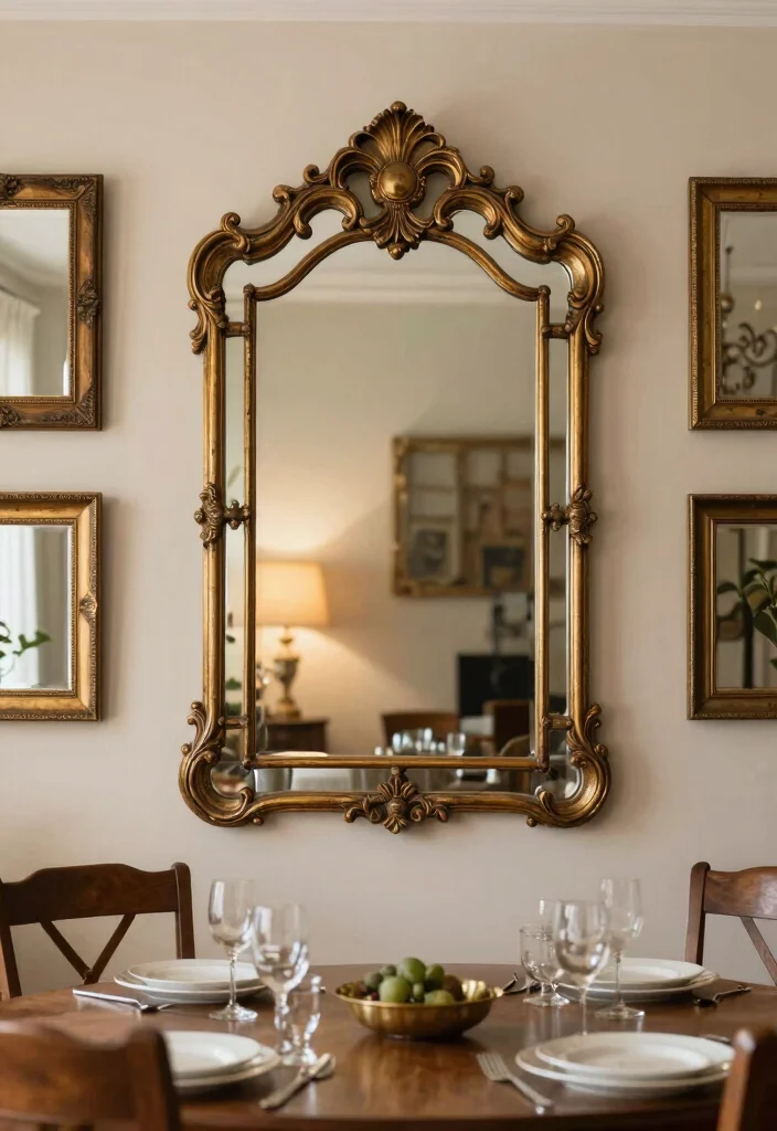 15 Dining Room Wall Decor Ideas That Make Guests Look Twice 4. Vintage Mirrors 0