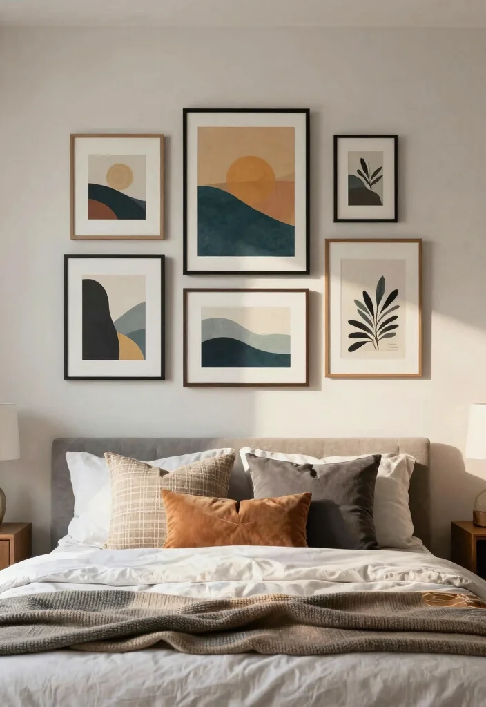 16 Bedroom Wall Decor Ideas That Feel Cozy and Personal 6 16 Bedroom Wall Decor Ideas That Feel Cozy and Personal 6. Layered Framed Art 0