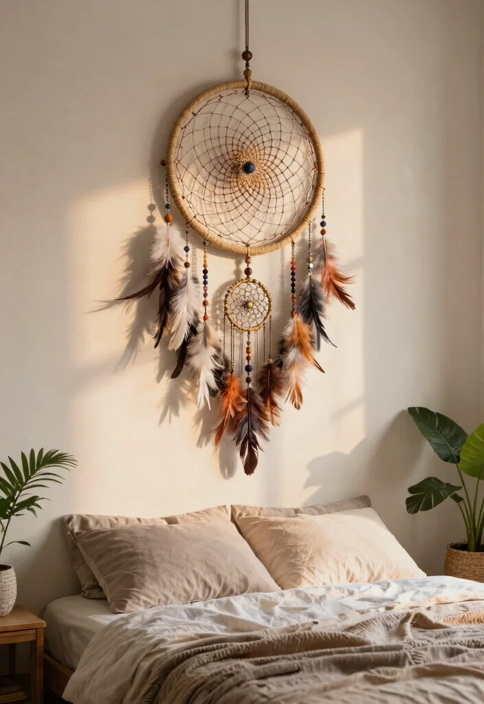 16 Wall Decor Ideas for Bedroom That Change the Whole Mood 13. Whimsical Dreamcatchers 0