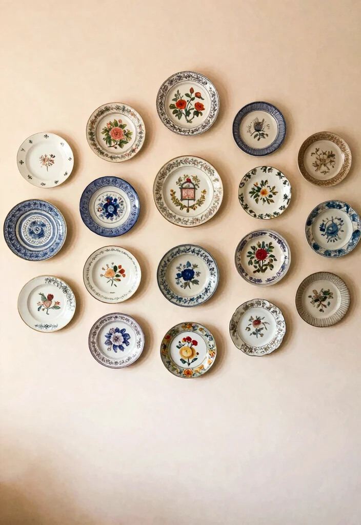 16 Wall Decor Ideas for Bedroom That Change the Whole Mood 7. Vintage Plates as Wall Art 0