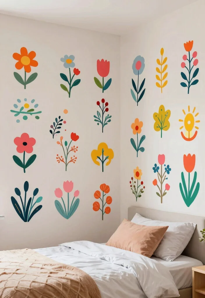 16 Wall Decor Ideas for Bedroom That Change the Whole Mood 9. Colorful Wall Decals 0