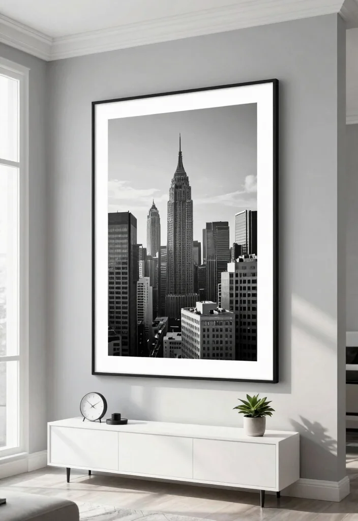 18 Large Wall Decor Ideas That Fill Space Without Overwhelming 1. Oversized Black and White Photography 0