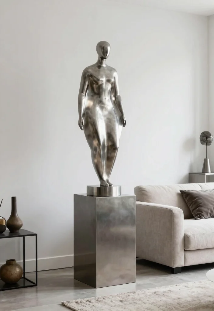 18 Large Wall Decor Ideas That Fill Space Without Overwhelming 17. Minimalist Sculpture or Art Objects 0