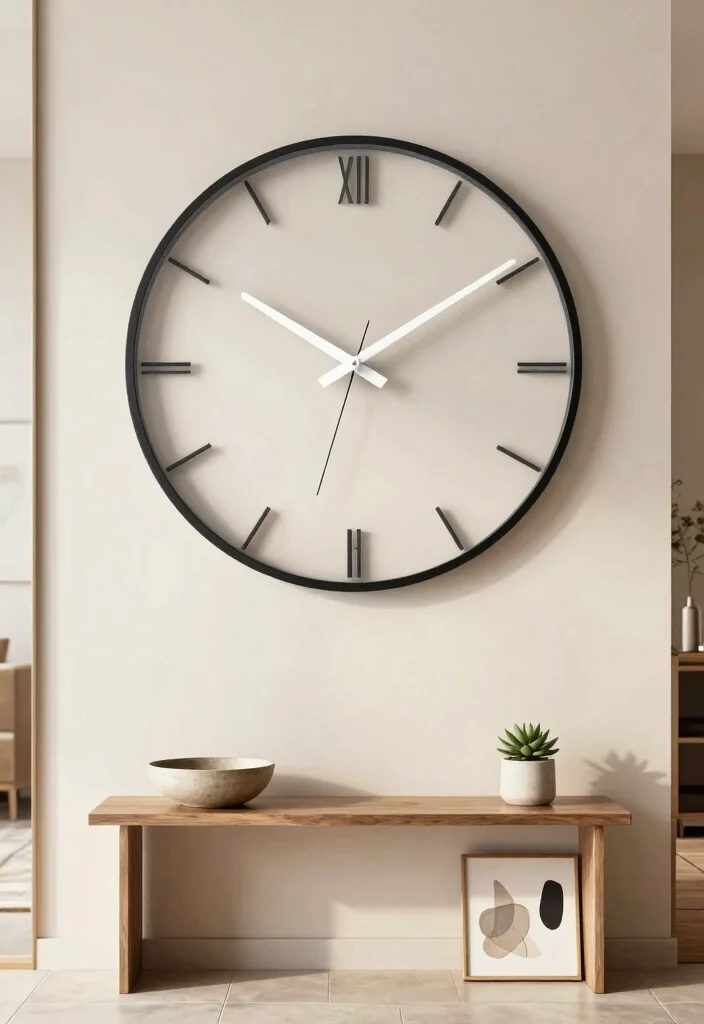 18 Large Wall Decor Ideas That Fill Space Without Overwhelming 4. Oversized Minimalist Wall Clock 0