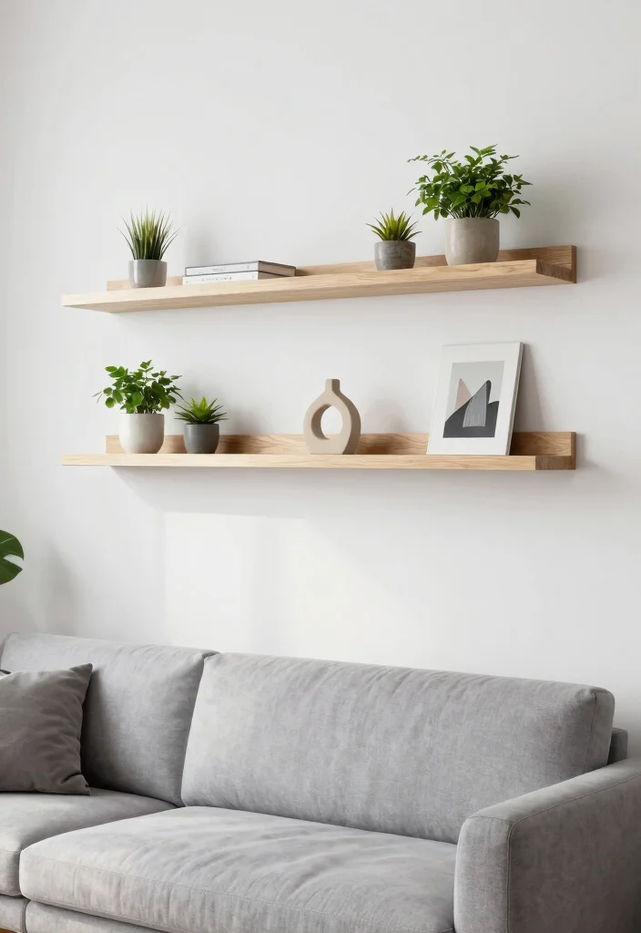 18 Large Wall Decor Ideas That Fill Space Without Overwhelming 6. Minimalist Floating Shelves 0