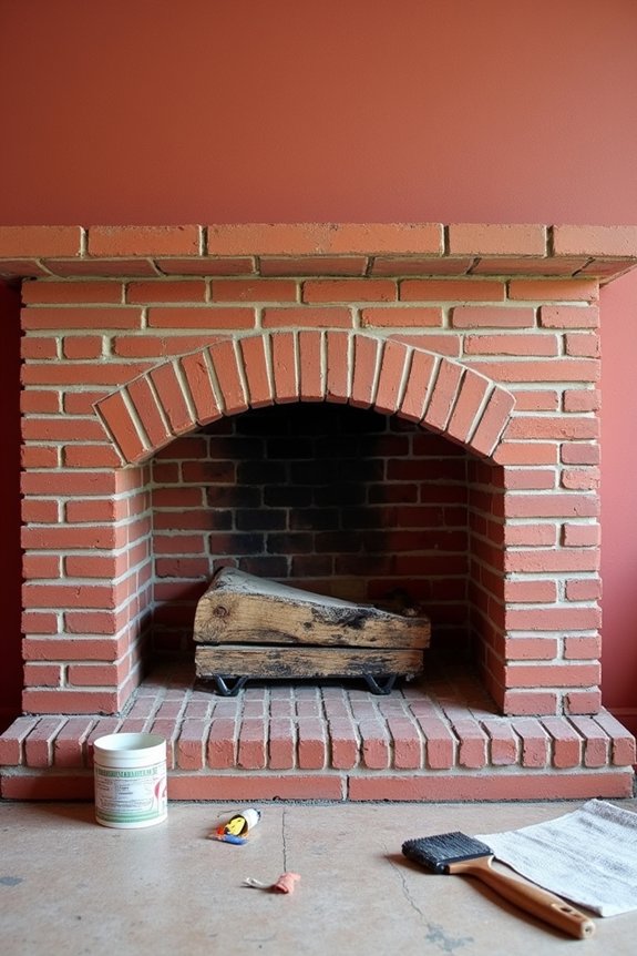Paint a Brick Fireplace in 5 Simple Steps 1 brick painting prep and supplies