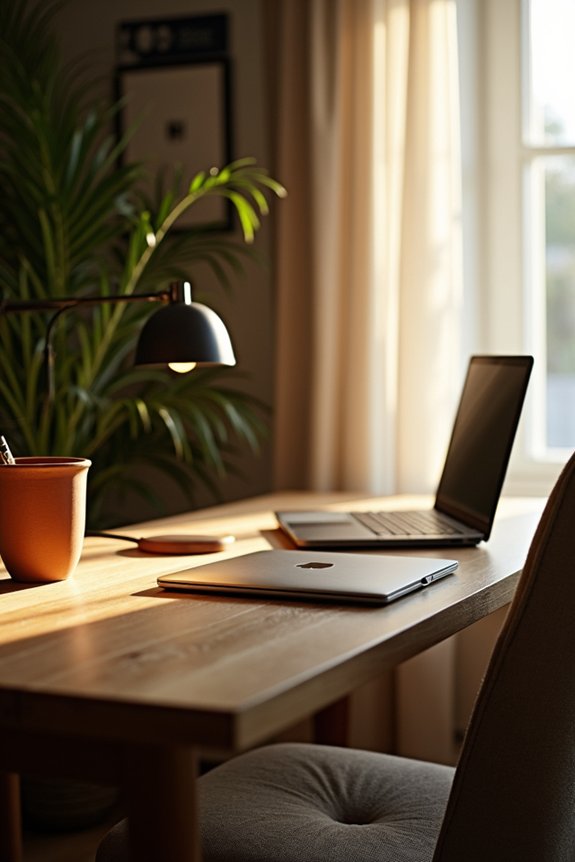 Create a Productive Functional Home Office in 5 Steps 3 natural light dimmed ambient task lamp