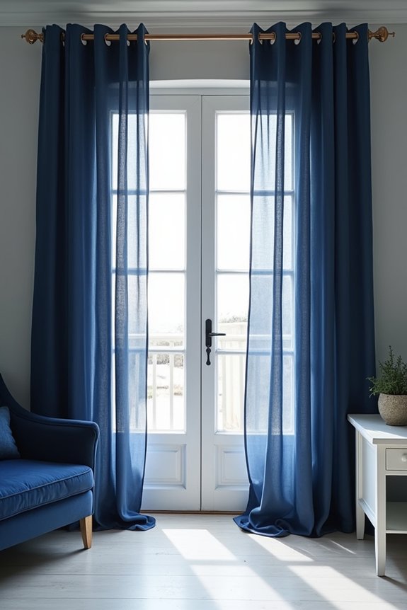 navy panels light gray walls
