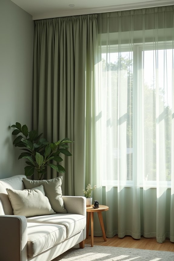 sage green curtains for calm