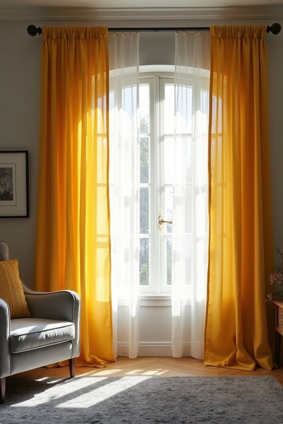 soft mustard curtains brighten gray spaces